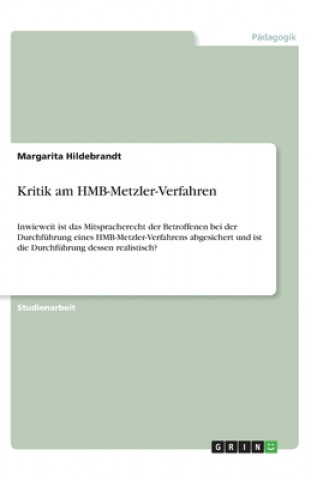 Książka Kritik am HMB-Metzler-Verfahren Margarita Hildebrandt