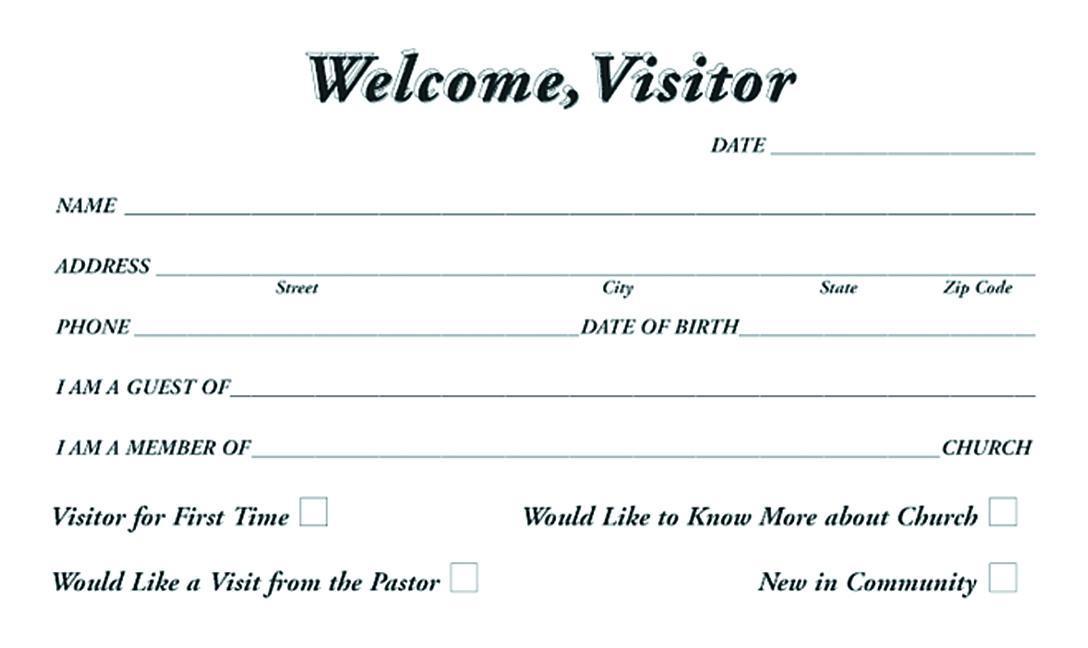 Jeu/jouet Welcome Visitor Card (Pkg of 50) Warner Press