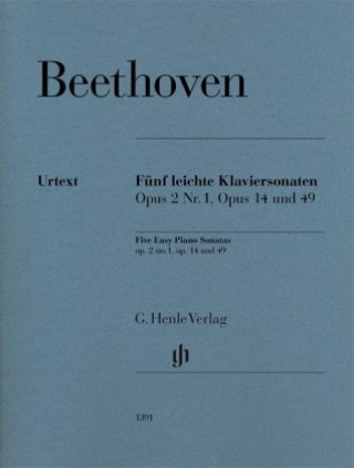 Kniha Fünf leichte Klaviersonaten op. 2 Nr. 1, op. 14 und op. 49 Ludwig van Beethoven