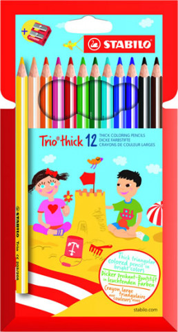 Papírszerek Pastelky STABILO Trio thick sada 12 ks s ořezávátkem 