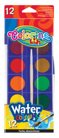 Stationery items Vodové barvy se štětcem 12 barev 