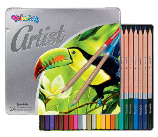 Stationery items Artist pastelky dřevěné, kulaté, kovový box, 24 barev 