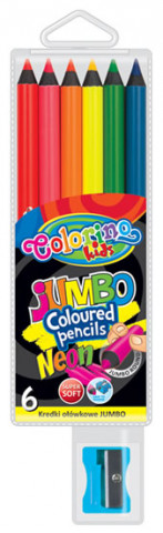 Papírenské zboží pastelky neonové JUMBO s ožezávátkem 6 barev 