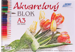 Książka Akvarelový blok A3, čistý, 20 listů BOBO