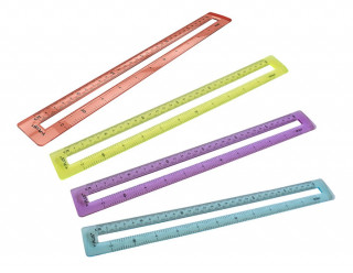 Stationery items MID - transparentní pravítko, 30 cm, mix barev 