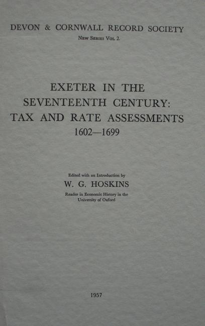 Könyv Exeter in the Seventeenth Century W. G. Hoskins