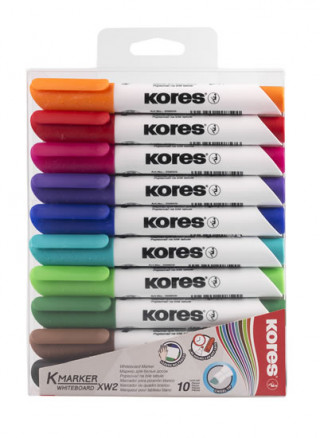 Papírenské zboží Kores K-MARKER Popisovač na bílé tabule, kulatý hrot 3 mm, mix 10 barev 