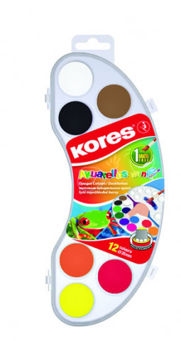 Papírenské zboží Kores Vodové barvy AKUARELLOS MINI 12 barev 25 mm + štětec 
