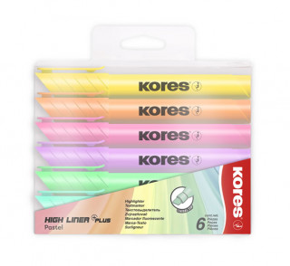 Papírenské zboží Kores HIGH LINER PLUS mix 6 pastelových barev 