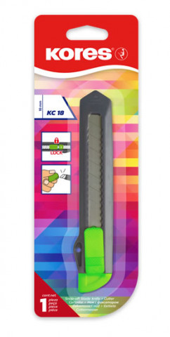 Papírenské zboží Kores Odlamovací nůž KC 18 mm, mix 4 neonových barev 