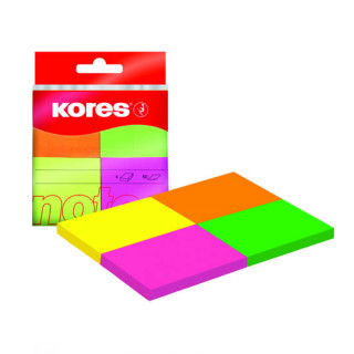 Papírenské zboží Kores Neonové bločky Multicolour 40x50 mm ve 4 barvách 