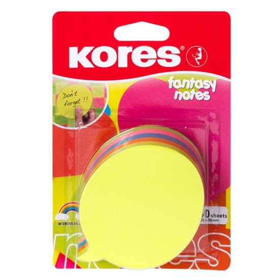 Papírszerek Kores Neonové bločky 70x70mm DIALOGUE tvar bubliny, mix 5 barev 
