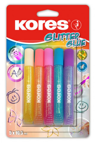 Articole de papetărie Kores Glitter glue pastel 5 x 10,5 ml 