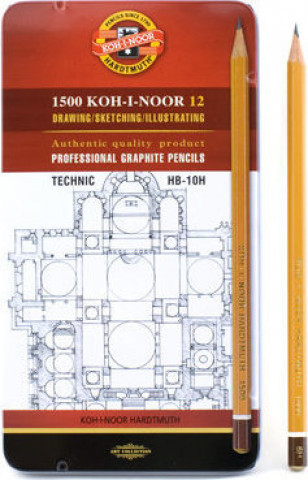 Articole de papetărie Koh-i-noor tužka grafitová technická HB-10H souprava 12ks v plechové krabičce 