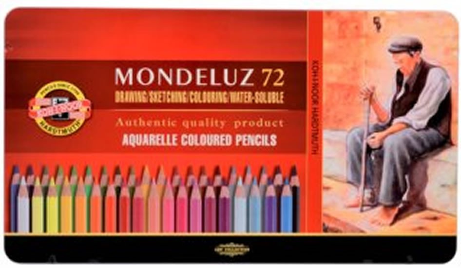 Articole de papetărie Koh-i-noor pastelky akvarelové umělecké MONDELUZ souprava 72 ks v plechové krabičce 