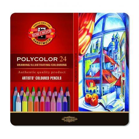 Stationery items Koh-i-noor pastelky umělecké POLYCOLOR souprava 24 ks v plechové krabičce 