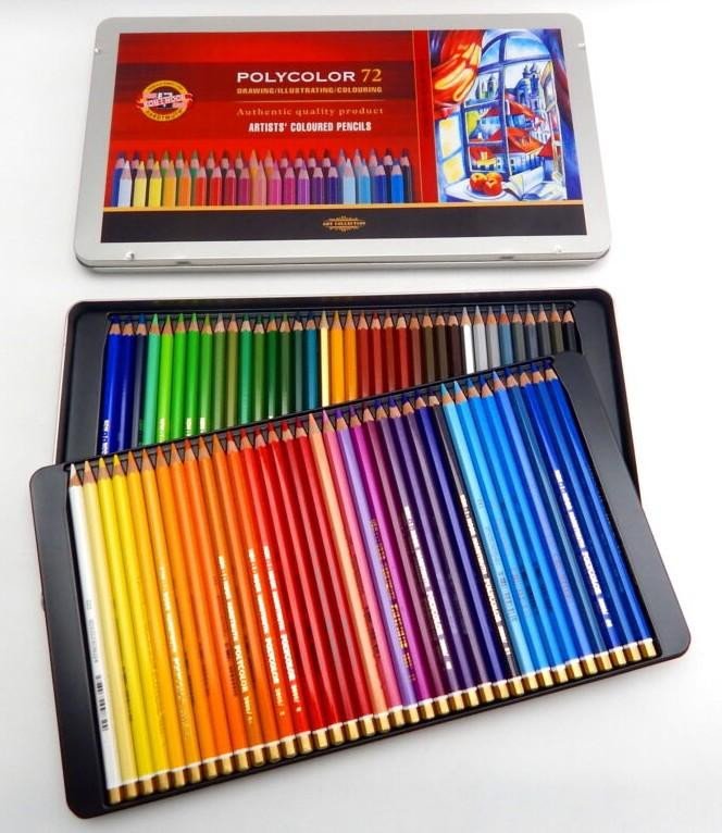 Papírenské zboží Koh-i-noor pastelky umělecké POLYCOLOR kreslířská sada 72  ks v plechové krabičce 