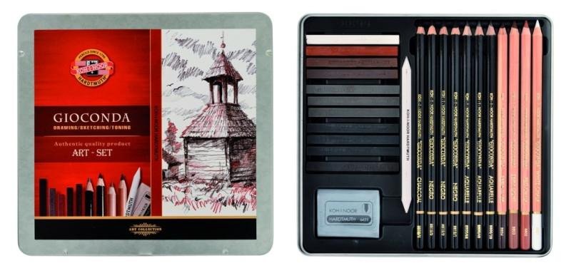 Papírenské zboží Koh-i-noor kreslířská umělecká souprava GIOCONDA 24 ks v plechové krabičce 