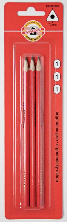 Papírszerek Koh-i-noor tužka grafitová trojhranná č.1/červená set 3 ks 