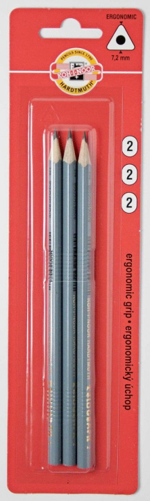 Stationery items Koh-i-noor tužka grafitová trojhranná č.2/šedá set 3 ks 