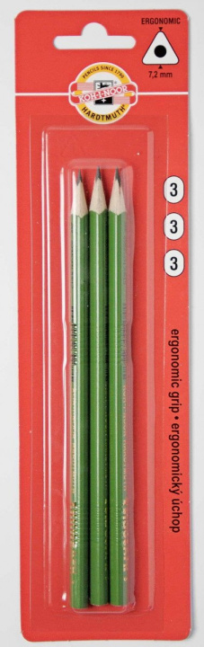 Papírenské zboží Koh-i-noor tužka grafitová trojhranná č.3 /zelená set 3 ks 