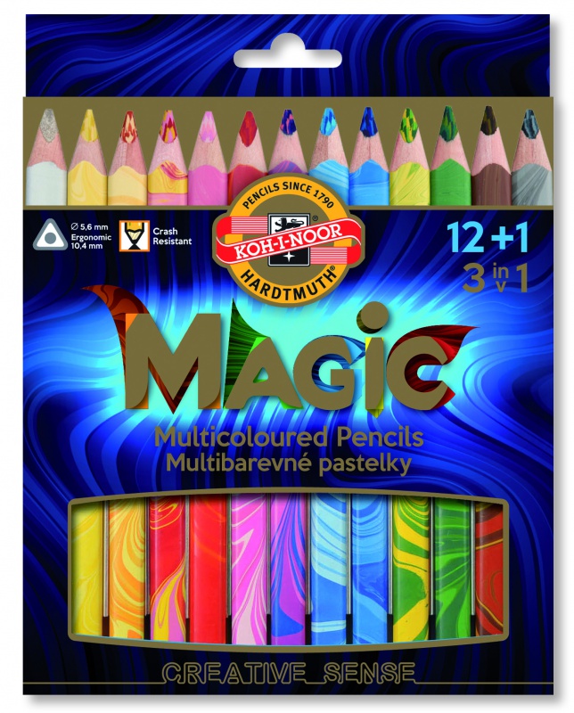 Stationery items Koh-i-noor pastelky MAGIC multibarevné 12+1ks v sadě 