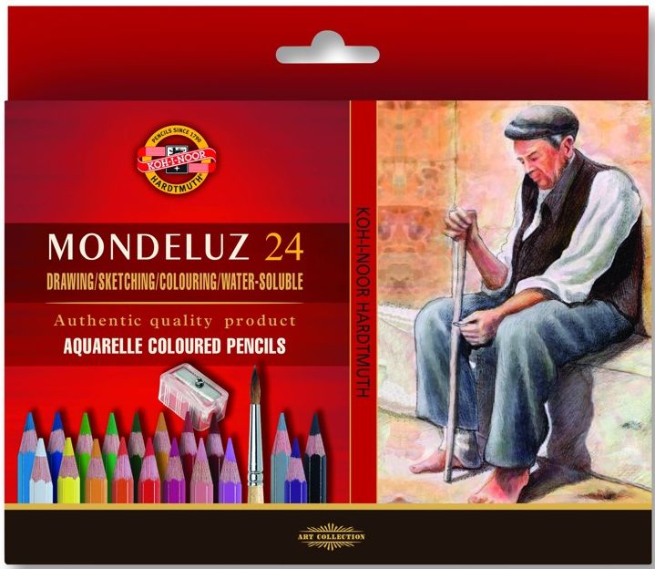 Papírenské zboží Koh-i-noor pastellky akvarelové umělecké MONDELUZ art souprava 24 ks 