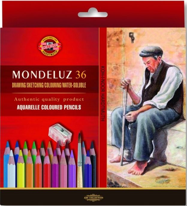 Papírenské zboží Koh-i-noor pastelky akvarelové umělecké MONDELUZ art souprava 36 ks 