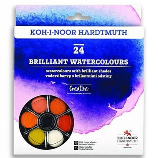 Papírenské zboží Koh-i-noor vodové barvy/vodovky BRILLIANT kulaté 24 barev 