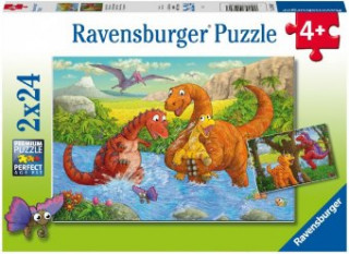 Hra/Hračka Ravensburger Kinderpuzzle - 05030 Spielende Dinos - Puzzle für Kinder ab 4 Jahren, mit 2x24 Teilen 