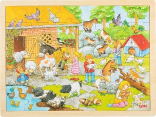 Játék Dřevěné puzzle Dětská Zoo 48 dílků goki
