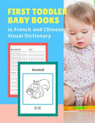 Könyv First Toddler Baby Books in French and Chinese Dictionary: Basic vocabulary builder learning word cards bilingual Français Chinois languages workbooks Professional Test Prep