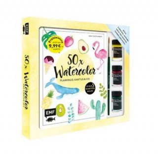 Книга 50 x Watercolor - Flamingo, Kaktus & Co. - Starter-Set - Sonderausgabe 