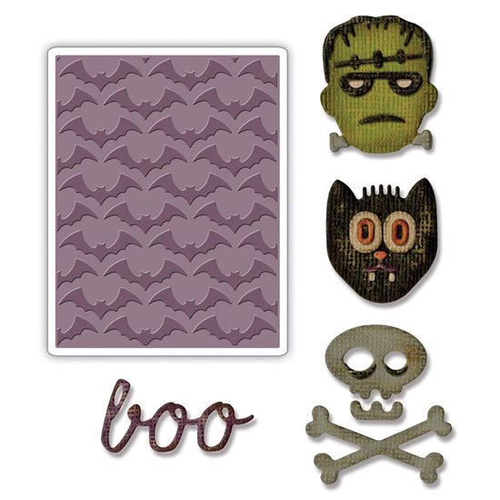 Pisarniški material SIZZIX Thinlits vyřezávací kovové šablony - Haloween 4 ks + embosovaci kapsa 