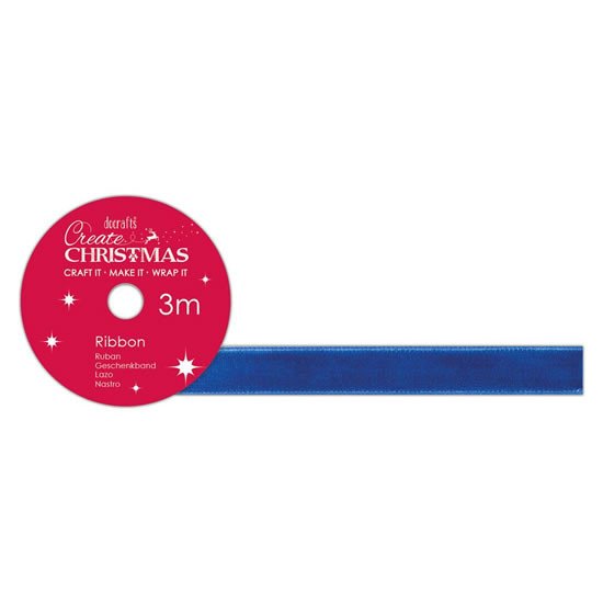 Papírenské zboží DOCRAFTS sametová stuha - modrá 1 cm x 3 m 
