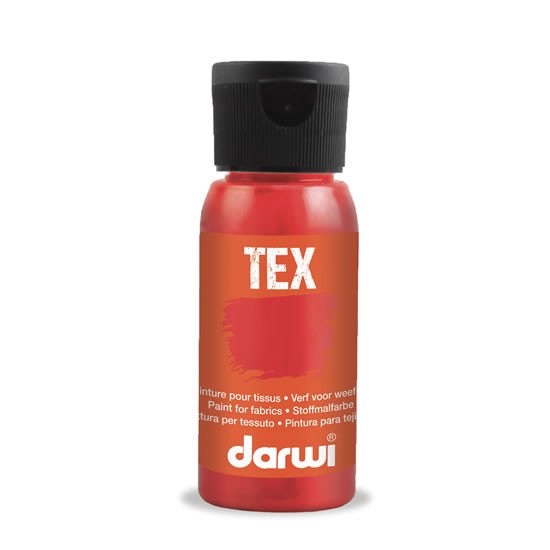 Papírenské zboží DARWI TEX barva na textil - Rumělková červená 50 ml 
