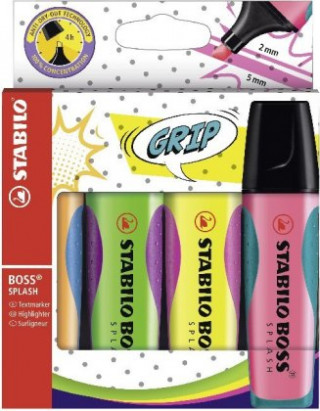 Játék Textmarker - STABILO BOSS SPLASH - 4er Pack - gelb, orange, grün, pink 