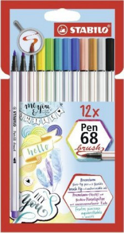 Joc / Jucărie Premium-Filzstift mit Pinselspitze für variable Strichstärken - STABILO Pen 68 brush - 12er Pack - mit 12 verschiedenen Farben 
