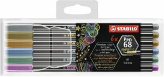 Játék Premium Metallic-Filzstift - STABILO Pen 68 metallic - 6er Pack - mit 6 verschiedenen Metallic-Farben 