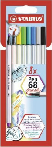 Hra/Hračka Premium-Filzstift mit Pinselspitze für variable Strichstärken - STABILO Pen 68 brush - 8er Pack - mit 8 verschiedenen Farben 