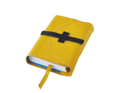 Papírenské zboží Obal na knihu kožený se sponou Žlutý 