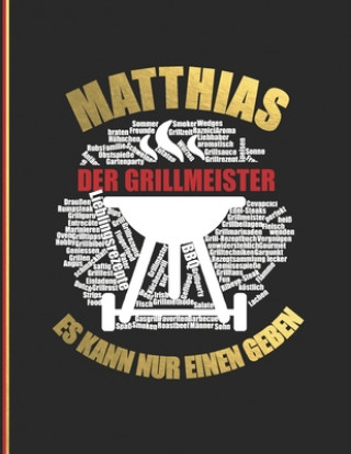 Libro Matthias der Grillmeister: Es kann nur einen geben! - Das personalisierte Grill-Rezeptbuch zum Selberschreiben für 120 Rezept Favoriten mit Inhal Rezept Master