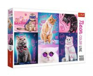 Joc / Jucărie Trefl Puzzle Super kočky/1000 dílků Neon Col 