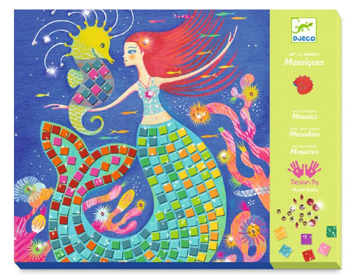 Articole de papetărie Djeco Mozaikové obrázky s drahokamy -  Mořské panny 