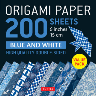 Calendar / Agendă Origami Paper 200 sheets Blue and White Patterns 6" (15 cm) 