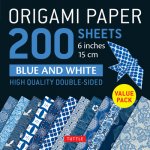 Kalendář/Diář Origami Paper 200 sheets Blue and White Patterns 6" (15 cm) 