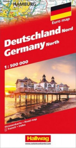 Tiskovina Deutschland Nord Strassenkarte 1:500 000 Hallwag Kümmerly+Frey AG