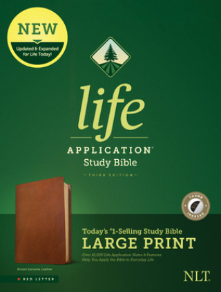 Libro NLT Life Application Study Bible, Third Edition, Large Print (Red Letter, Genuine Leather, Brown, Indexed) Tyndale