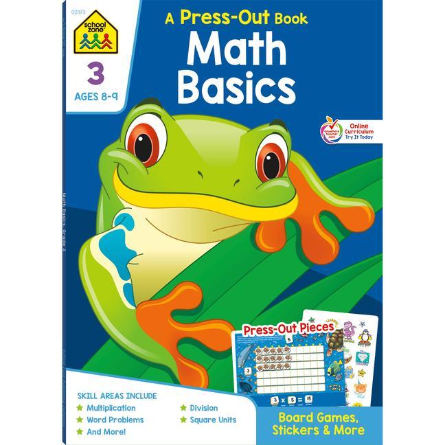 Kniha School Zone Math Basics Grade 3 Press-Out Workbook 