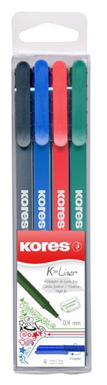 Papírenské zboží Kores K-LINER SET, šíře stopy 0,4 mm, sada 4 barev. 